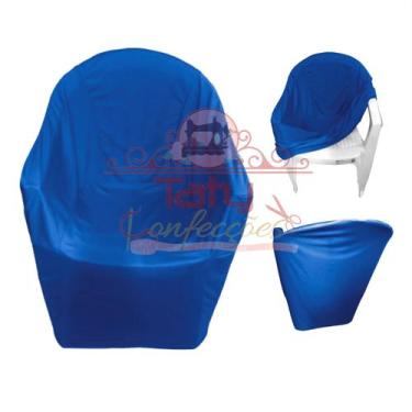 Imagem de Capa Cadeira De Plástico modelo com braço em malha premium cor:Azul Ro