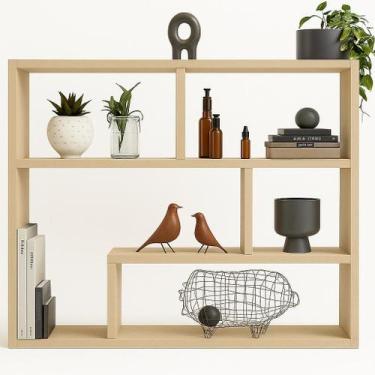 Imagem de Estante decorativa 80x90x18cm mdf cru porta livro multiuso - SIXTEEN D