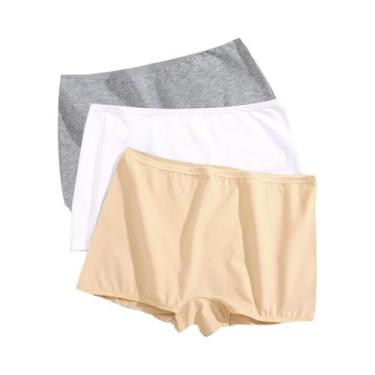 Imagem de Calcinhas De Algodão Sem Costura Femininas 3PCS, Cuecas De Cintura Méd