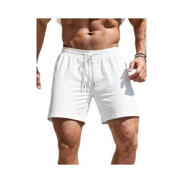 Imagem de Bermudas Masculinas De Cor Sólida, Ajuste Regular, Confortáveis Para U