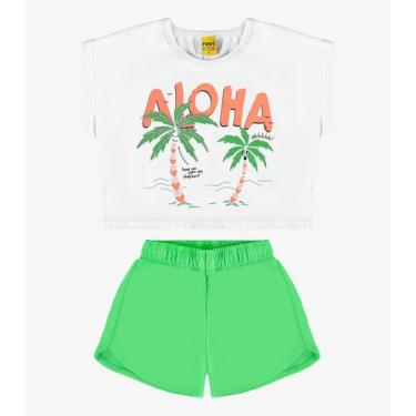 Imagem de Conjunto Infantil Feminino Aloha Rovi Kids Branco, Branco, 4