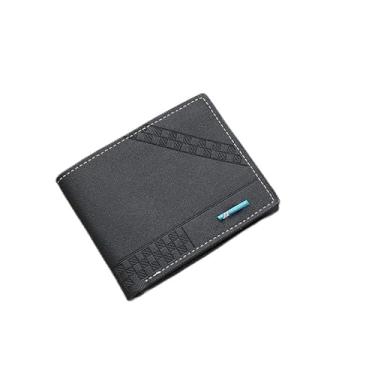 Imagem de Carteira masculina com clipe para dinheiro, carteira masculina com porta-cartão de crédito, carteira antifurto de couro PU com bolso para moedas, Preto, Clássico