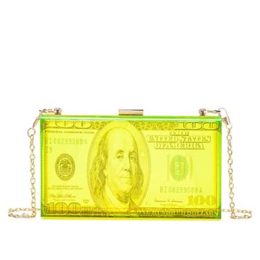 Imagem de QPDRNC Bolsa feminina de acrílico diamante bolsa clutch bolsa de telefone, Verde fluorescente, One Size