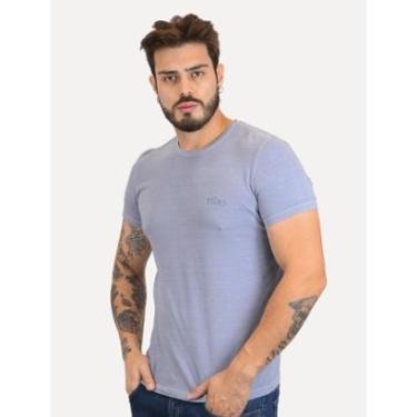 Imagem de Camiseta Ellus Masculina Cotton Fine Grunge Gothic Classic Azul Claro-Masculino