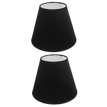 Imagem de Abajur de chão 2pcs Abajur Abajur Abajur Abajur Lustre Tons Trompete Preto Tecido Acessórios Abajur Vintage (Color : Blackx2pcs, Size : 22X18X18CMx2pcs)
