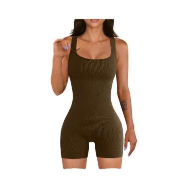 Imagem de Macacão De Yoga Sem Costura Com Decote Em U Para Mulheres, Roupas De F