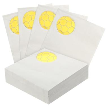 Imagem de Crtiin Pacote com 50 guardanapos de coquetel de futebol dourados, 3 camadas, 12,7 x 12,7 cm, guardanapos de coquetel descartáveis de futebol para dia de jogo