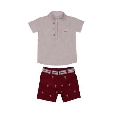 Imagem de Conjunto Bebê Menino Camisa + Bermuda Sarja Paraiso Rf 13961-Masculino
