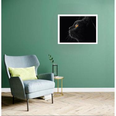 Imagem de Quadro Decorativo Gato Preto Olhar - 50X70Cm