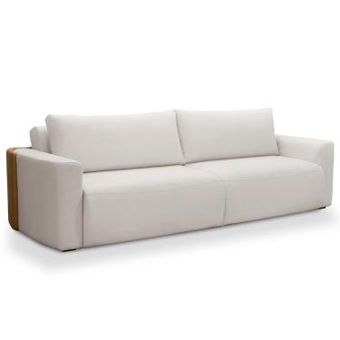 Imagem de Sofá Cama Retrátil 4 Lugares Para Sala 260cm Tâmisa F04 Linho Cru Couríssimo Whisky - Lyam Decor