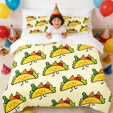 Imagem de CCoutueChen Conjunto de edredom tamanho Queen, conjunto de cama de microfibra sanduíche amarelo, aconchegante e fofo desenho animado para adultos/mulheres