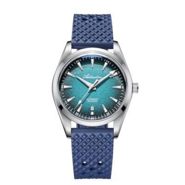 Imagem de ADDIESDIVE Relógios masculinos automáticos de 38 mm, mostrador com textura brilhante, pulseira fluororubber FKM, vidro bolha K1, 100 m, à prova d'água, luminoso, relógio diário para atividades ao ar