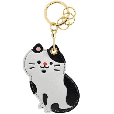 Imagem de Capa MC Fashion de couro PU compatível com AirTag, estojo de rastreador GPS fofo de gato e cachorro de estimação, chaveiro (gato de smoking)