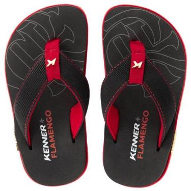 Imagem de Chinelo Infantil Kenner Kivah Flamengo Kids - Preto e Vermelho, 29/30