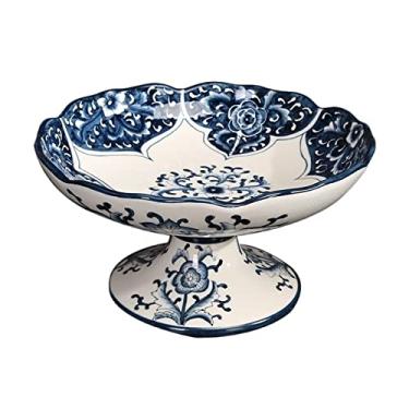 Imagem de Pratos de frutas decoração criativa azul e branco prato de frutas de cerâmica sala de estar mesa de centro lanche tigela de frutas secas prato de armazenamento tigela de salada de legumes pratos de