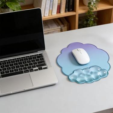 Imagem de Mouse pad com suporte de pulso em gel - mouse pad ergonômico nuvem acessórios de escritório para computador/latop/escritório/casa (azul roxo)