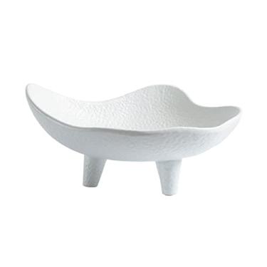 Imagem de Pratos de frutas decoração simples cerâmica grande prato de frutas minimalista criativo prato de frutas design de pés altos bandeja decorativa de armazenamento em forma especial pratos de frutas/prato