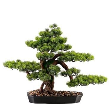 Imagem de Plantas falsas bonsai artificiais com vasos de cerâmica para decoração de casa de fazenda e escritório