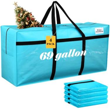 Imagem de Windyun Pacote com 4 sacos de armazenamento extragrandes de 160 litros, bolsa de transporte 2GG, com alça forte, caixa de transporte jumbo resistente, caixa de transporte dobrável para dormitório