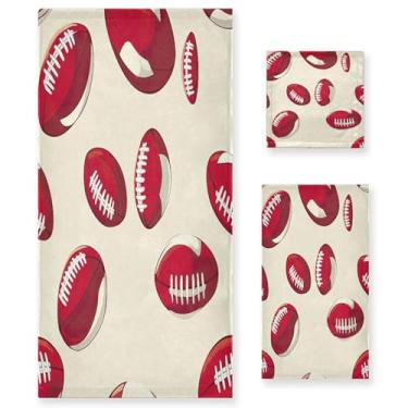 Imagem de xigua American Footballs Conjunto de toalhas de banheiro absorvente macio 3 peças toalha de banho toalha de mão toalhas decorativas para banheiro, academia, hotel, praia, piscina
