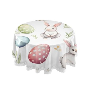 Imagem de Qilmy Toalha de mesa redonda de palmeira de treliça verde, 152 cm, resistente à água, à prova de derramamento, capa de mesa grande para jantar de reunião de família em ambientes internos e externos