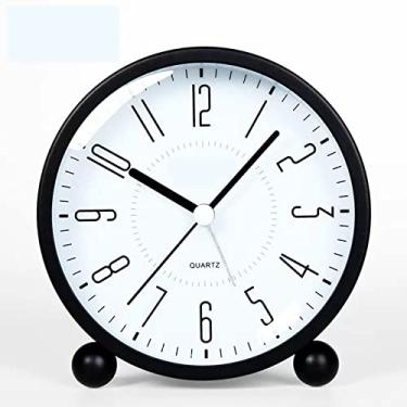 Imagem de Despertador para quarto, despertador operado por bateria de 11,4 cm, pequeno relógio silencioso de metal de mesa com função de luz, relógio sem tique-taque, decoração para sala de estar, quarto