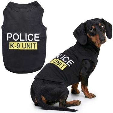 Imagem de Parisian Pet Camiseta unissex para cães com roupas bordadas para cães "Police k-9 Unit" - 100% algodão, fantasia de cachorro - colete respirável para cães policiais - Camiseta lavável na máquina para