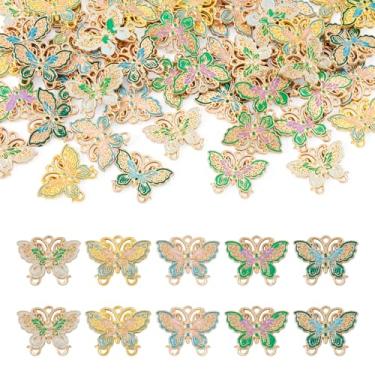 Imagem de Spritewelry Amuletos de borboleta esmaltada para fabricação de joias, liga colorida, borboleta, inseto, esmaltado, berloques, estilo gótico, brincos de mariposas metálicas, pingentes para colar e