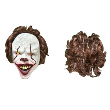 Imagem de Máscara de Palhaço Assassino em Látex com Cabelo Sintético, Halloween Terror Cosplay, 30x28x25cm, 296g