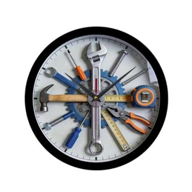 Imagem de Wswqop Relógio de Parede para Garagem, Silencioso, Redondo, Moderno, Artístico, Criativo, Relógio de Parede Decorativo para Cozinha, Escritório, Quarto, Casa, Branco, Tamanho real