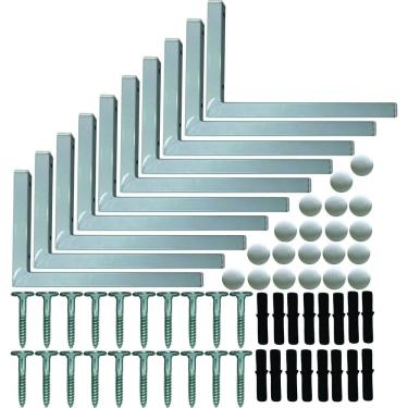 Imagem de Kit 10 Suportes Mão Francesa Cantoneira Prateira Branco 25Cm