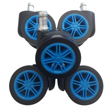 Imagem de Rodizio Para Cadeira Gamer Azul Roda De Poliuretano Kit S55