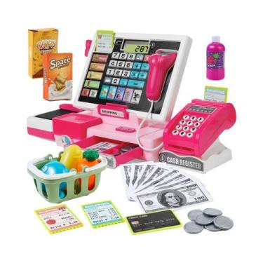 Imagem de Caixa Registradora De Brinquedo Infantil Com Calculadora Real Para Bri