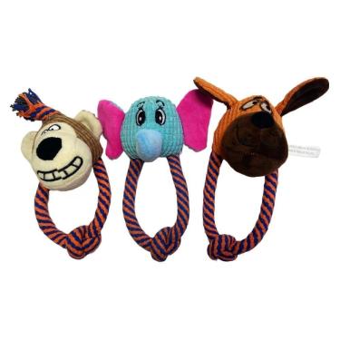 Imagem de Mordedor Pet Pelúcia Cabeça De Corda 23 Cm Cor Sortida Azpr