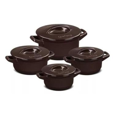 Imagem de Jogo De Panelas Em Cerâmica Duo+ Com 4 Peças Ceraflame Chocolate