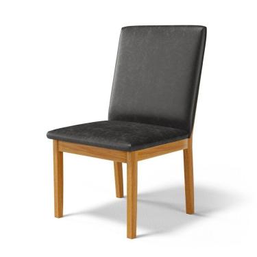 Imagem de Cadeira Daniela Madeira Maciça Estofada Para Mesa De Jantar Courino Preto 503