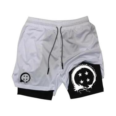 Imagem de Shorts Masculinos Esportivos 2 Em 1 De Secagem Rápida Com Estampa E Bo