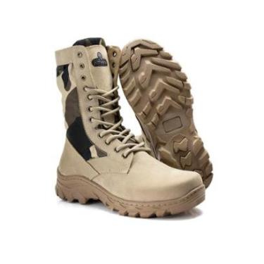 Imagem de Coturno Militar Masculino 100% Couro Cano Alto Preto - Khopesh-Masculino