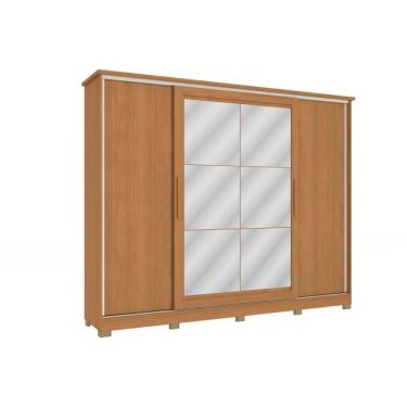 Imagem de Guarda Roupa 4 Portas De Correr (2 C- Espelho) E 4 Gavetas C- Pés Cb01n565  Canela-canela Ou Macadamia - Kappesberg