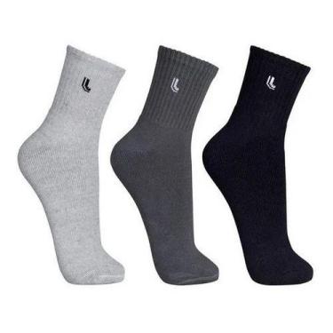Imagem de Kit 3 Pares Meia Lupo Sport Adulto Meia Atoalhada Cano Médio, 37 a 40,