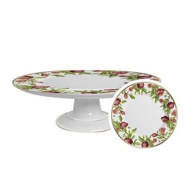 Imagem de Boleira Grande Venetian Filete Ouro 34 Cm Cerâmica Alleanza - Alleanza