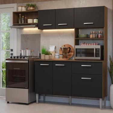 Imagem de Armário De Cozinha Compacta 196cm Rustic/preto Aura Madesa Rustic/pret