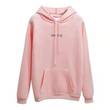 Imagem de Moletom Oh Yes Canguru Capuz E Bolsos Flanelado Promoção Inverno, Rosa