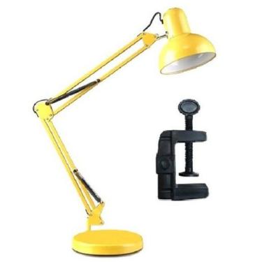 Imagem de Luminária Mesa 2x1 Metal Abajur Lâmpada Articulável Base Garra Flex MT