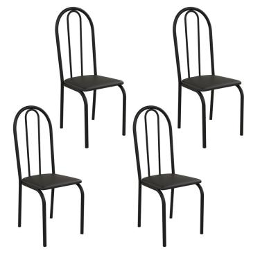 Imagem de Kit 4 Cadeiras Ilhabela Estrutura Em Aço Preto Tecido Preto