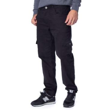 Imagem de Calça Masculina Max Denim Cargo em Sarja Preta, Preto, 46