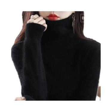 Imagem de Suéter De Cashmere Com Gola Alta Em Plush De Mink Para Mulheres Outono