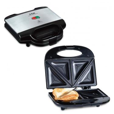 Imagem de T-Fal Compact Sandwich Maker em Aço Inoxidável, Fácil de Limpar, Luzes Indicadoras, Alça de Toque Frio, Grelhados de Queijo, Panini