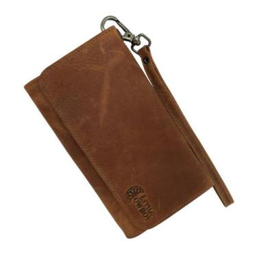 Imagem de Carteira bolsa feminina couro bovino parafinado porta celular elegante