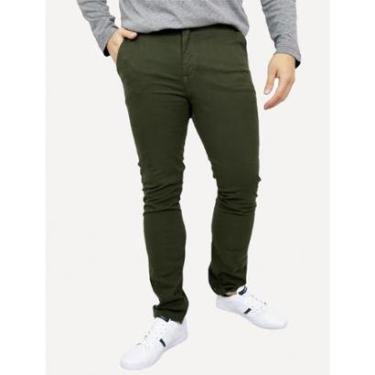 Imagem de Calça Aramis Masculina Sarja Chino Regular Color Comfort Verde Escuro-Masculino